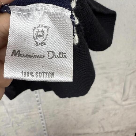Massimo Dutti Striped Sweater Men’s XL Navy Black White 100% Cotton Logo Casual - Picture 4 of 6